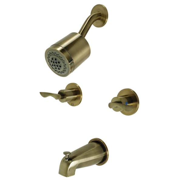 Kingston Brass KBX8143SVL Two-Handle Tub and Shower Faucet, Antique Brass KBX8143SVL - main